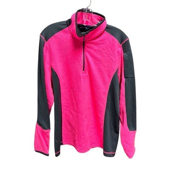 The Outfitters by Lands End Pink & Gray Fleece Quarter Zip Pullover Size L NEW - Picture 1 of 7